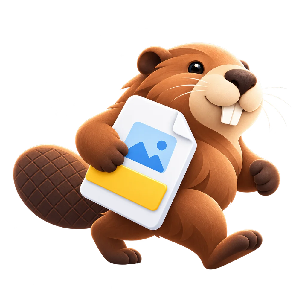 The Snix beaver carrying an image file